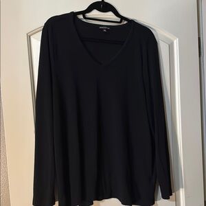 J. Crew V-Neck Long Sleeve Top Shirt Black XXL